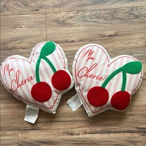 My Cherie Cherry Heart Shape Pillows - Set of 2